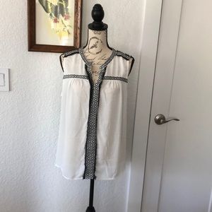 DANIEL RAINN MIXED MEDIA SLEEVELESS SHIRT BLACK & WHITE SIZE LARGE